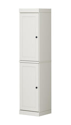 17" Off White Solid Wood Free Standing Double Door Linen Cabinet