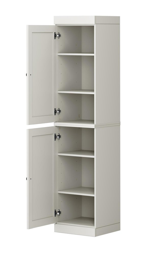 17" Off White Solid Wood Free Standing Double Door Linen Cabinet