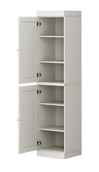 17" Off White Solid Wood Free Standing Double Door Linen Cabinet