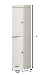 17" Off White Solid Wood Free Standing Double Door Linen Cabinet