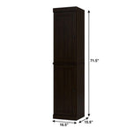 17" Espresso Solid Wood Free Standing Double Door Linen Cabinet