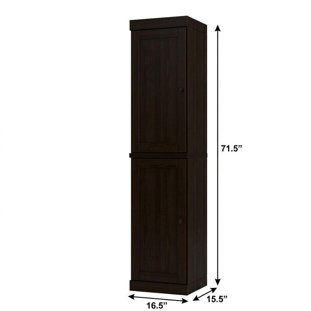 17" Espresso Solid Wood Free Standing Double Door Linen Cabinet