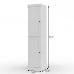17" White Solid Wood Free Standing Double Door Linen Cabinet