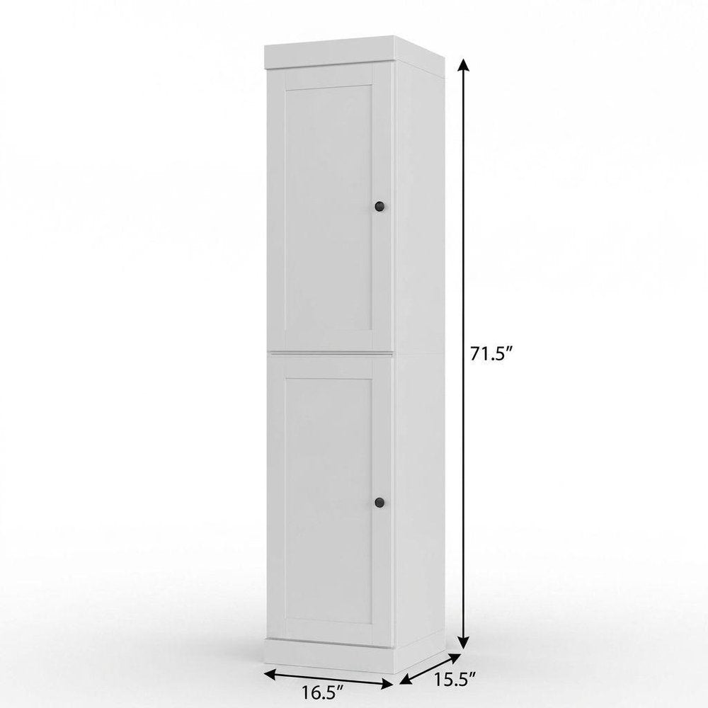 17" White Solid Wood Free Standing Double Door Linen Cabinet