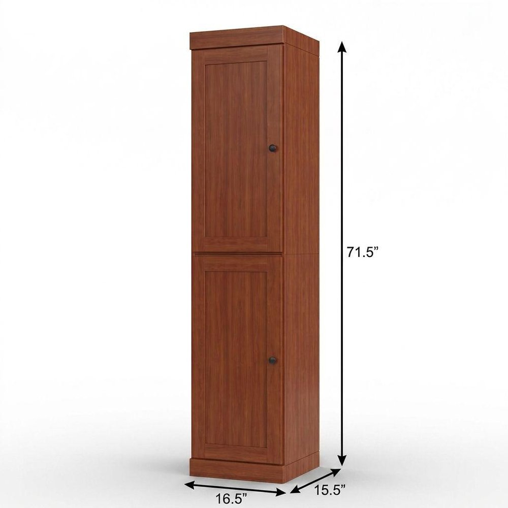 17" Coffee Solid Wood Free Standing Double Door Linen Cabinet