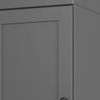17" Gray Solid Wood Free Standing Double Door Linen Cabinet