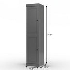 17" Gray Solid Wood Free Standing Double Door Linen Cabinet