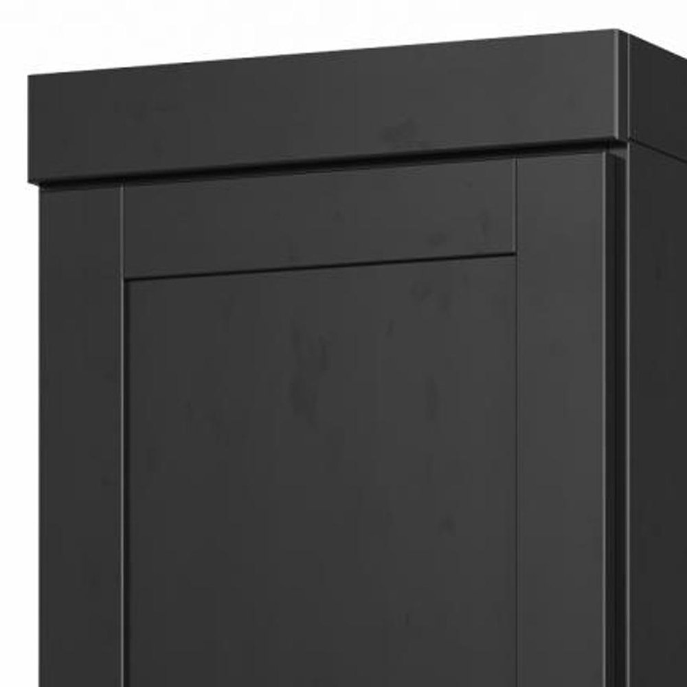17" Black Solid Wood Free Standing Double Door Linen Cabinet