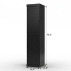 17" Black Solid Wood Free Standing Double Door Linen Cabinet