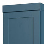 17" Teal Blue Solid Wood Free Standing Double Door Linen Cabinet
