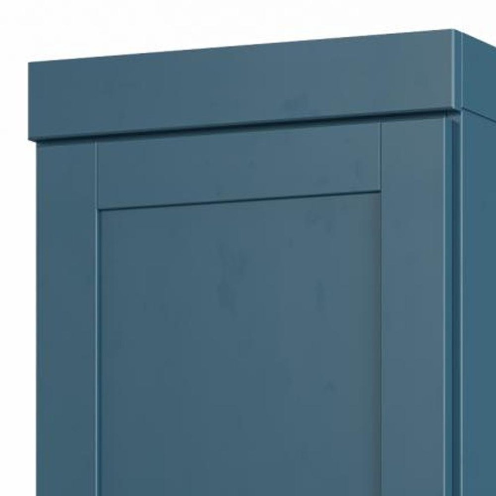 17" Teal Blue Solid Wood Free Standing Double Door Linen Cabinet