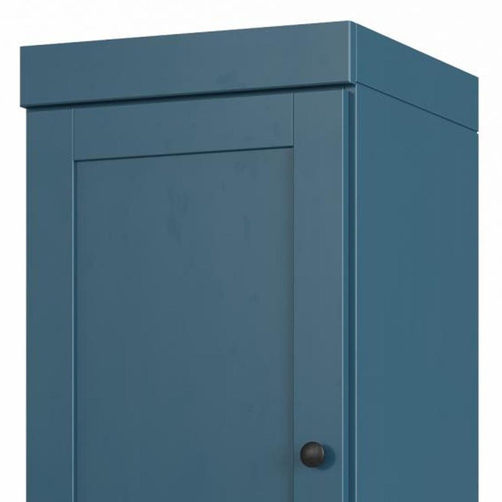17" Teal Blue Solid Wood Free Standing Double Door Linen Cabinet