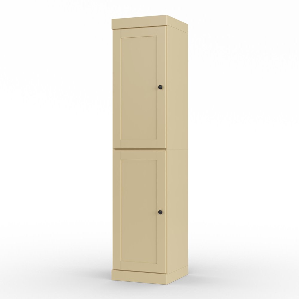 17" Yellow Solid Wood Free Standing Double Door Linen Cabinet