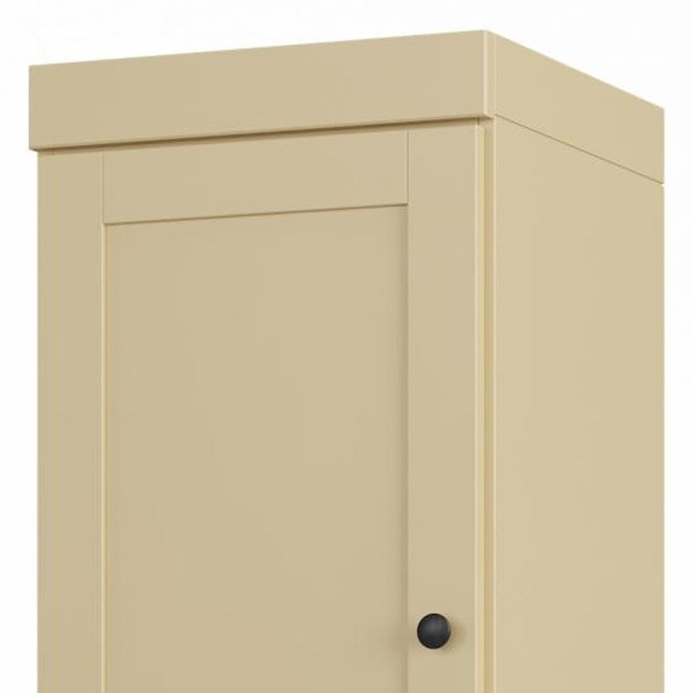 17" Yellow Solid Wood Free Standing Double Door Linen Cabinet