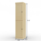 17" Yellow Solid Wood Free Standing Double Door Linen Cabinet