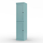 17" Aqua Solid Wood Free Standing Double Door Linen Cabinet