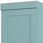 17" Aqua Solid Wood Free Standing Double Door Linen Cabinet