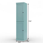 17" Aqua Solid Wood Free Standing Double Door Linen Cabinet
