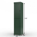 17" Green Solid Wood Free Standing Double Door Linen Cabinet