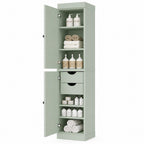 17" Sage Solid Wood Free Standing Double Door Linen Cabinet