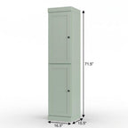 17" Sage Solid Wood Free Standing Double Door Linen Cabinet