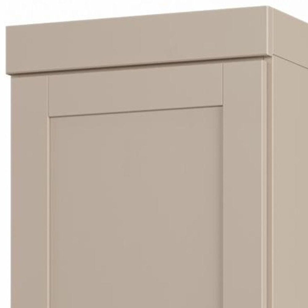 17" Beige Solid Wood Free Standing Double Door Linen Cabinet