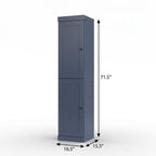 17" French Blue Solid Wood Free Standing Double Door Linen Cabinet