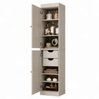 17" Off White Solid Wood Free Standing Double Door Linen Cabinet