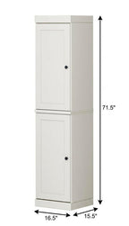 17" Off White Solid Wood Free Standing Double Door Linen Cabinet