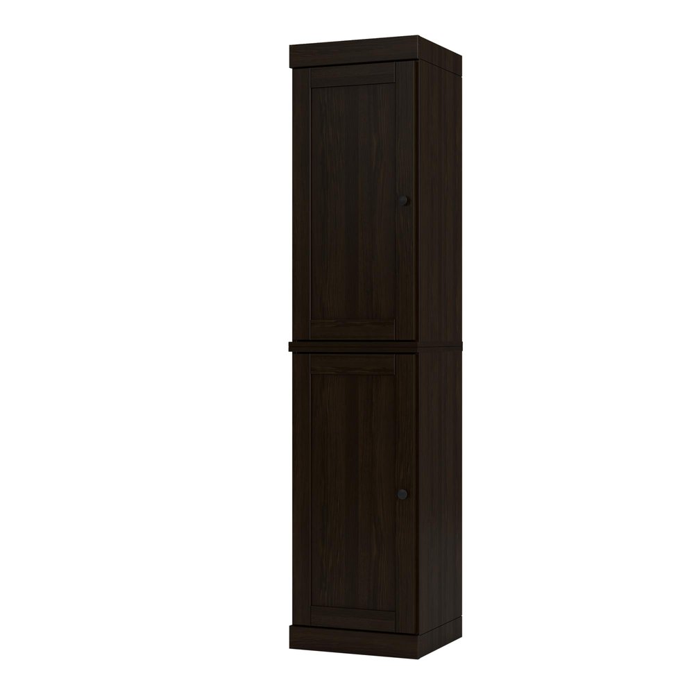 17" Espresso Solid Wood Free Standing Double Door Linen Cabinet