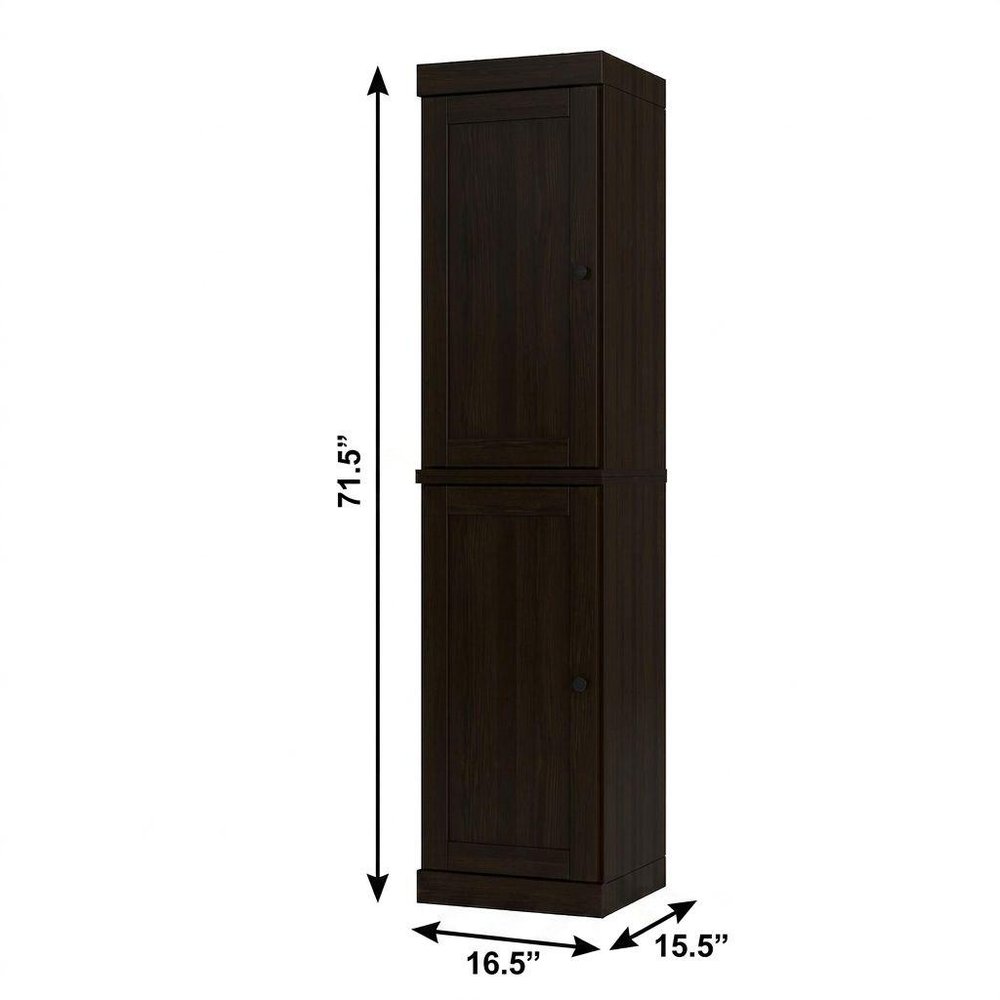 17" Espresso Solid Wood Free Standing Double Door Linen Cabinet