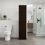 17" Espresso Solid Wood Free Standing Double Door Linen Cabinet