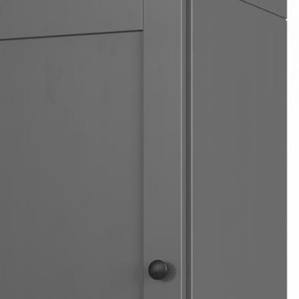 17" Gray Solid Wood Free Standing Double Door Linen Cabinet