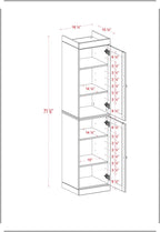 17" Gray Solid Wood Free Standing Double Door Linen Cabinet
