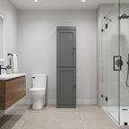 17" Gray Solid Wood Free Standing Double Door Linen Cabinet