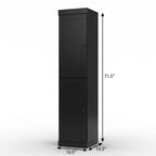17" Black Solid Wood Free Standing Double Door Linen Cabinet
