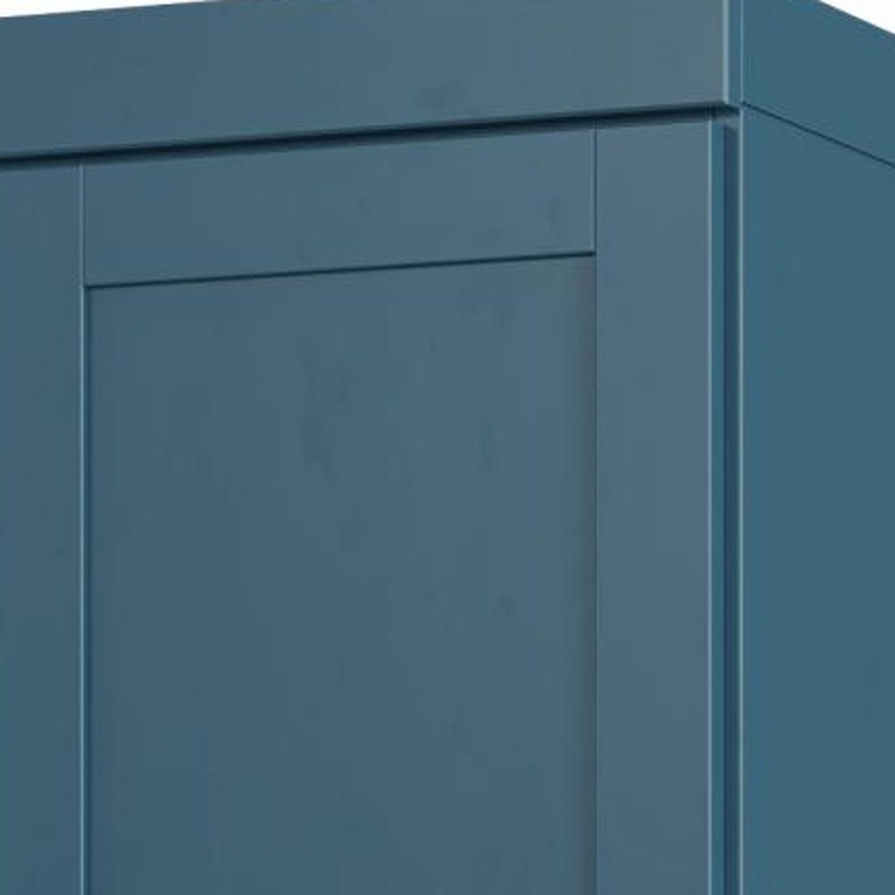 17" Teal Blue Solid Wood Free Standing Double Door Linen Cabinet