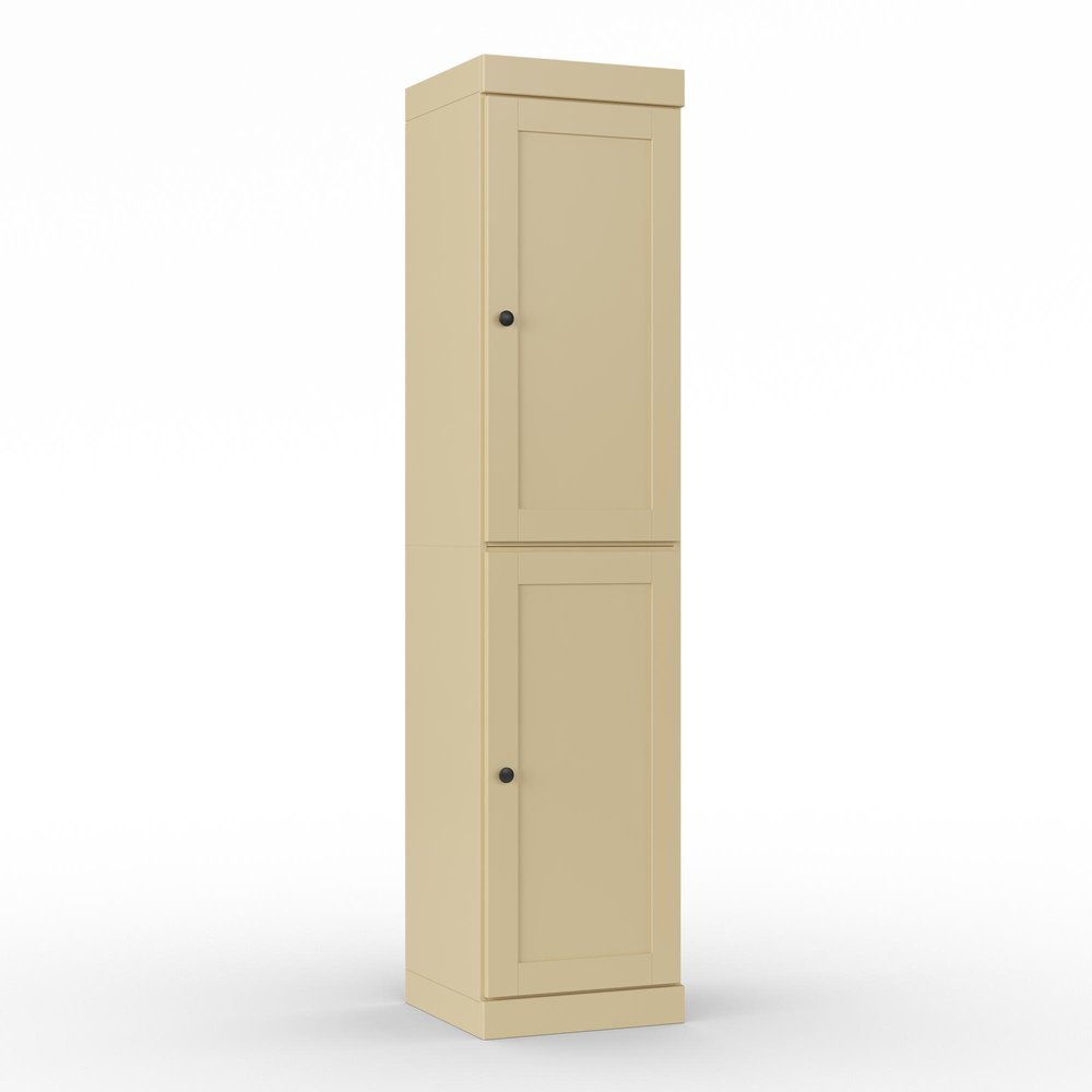 17" Yellow Solid Wood Free Standing Double Door Linen Cabinet