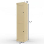 17" Yellow Solid Wood Free Standing Double Door Linen Cabinet