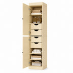 17" Yellow Solid Wood Free Standing Double Door Linen Cabinet