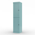 17" Aqua Solid Wood Free Standing Double Door Linen Cabinet