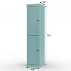 17" Aqua Solid Wood Free Standing Double Door Linen Cabinet