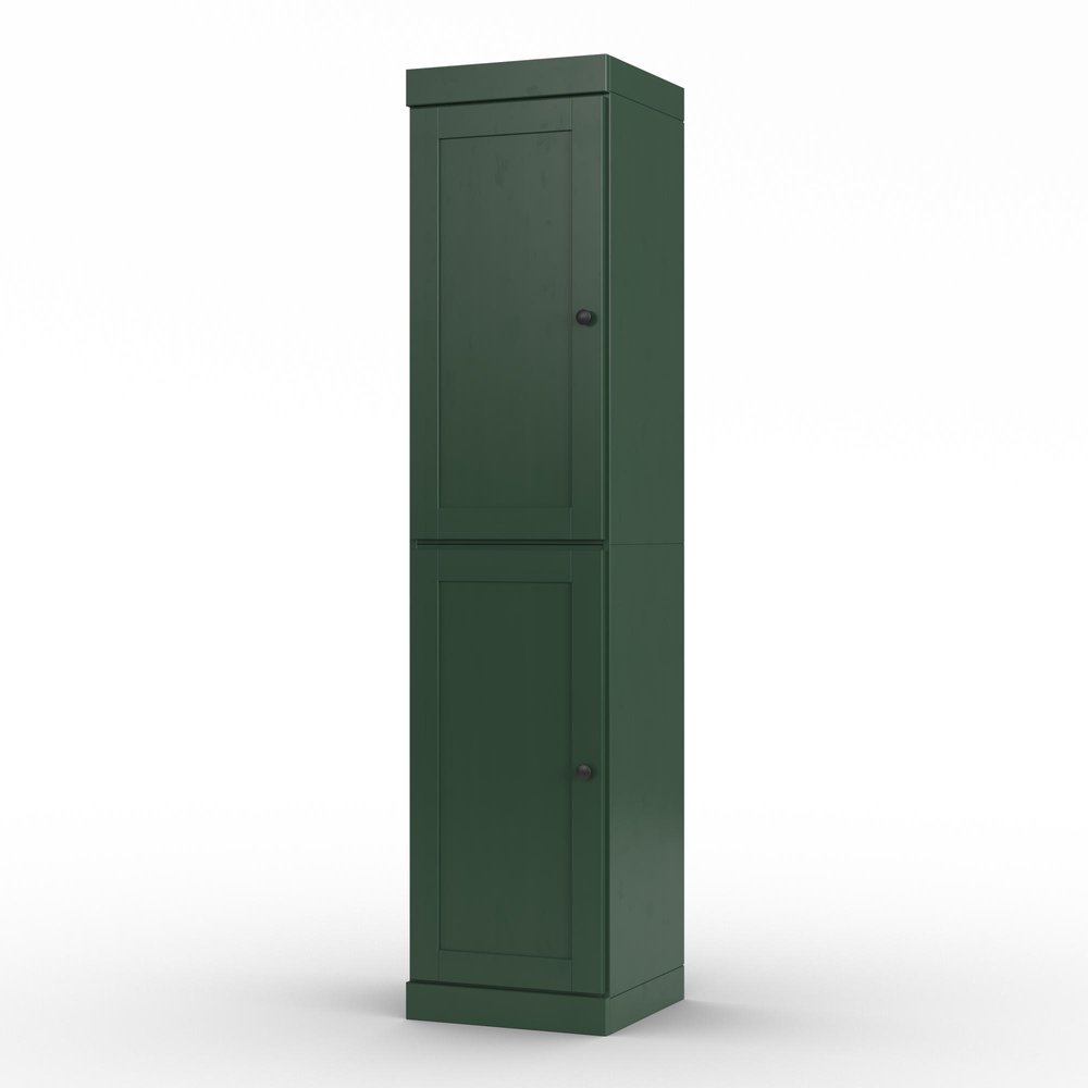 17" Green Solid Wood Free Standing Double Door Linen Cabinet