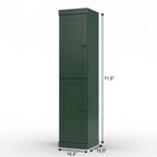 17" Green Solid Wood Free Standing Double Door Linen Cabinet