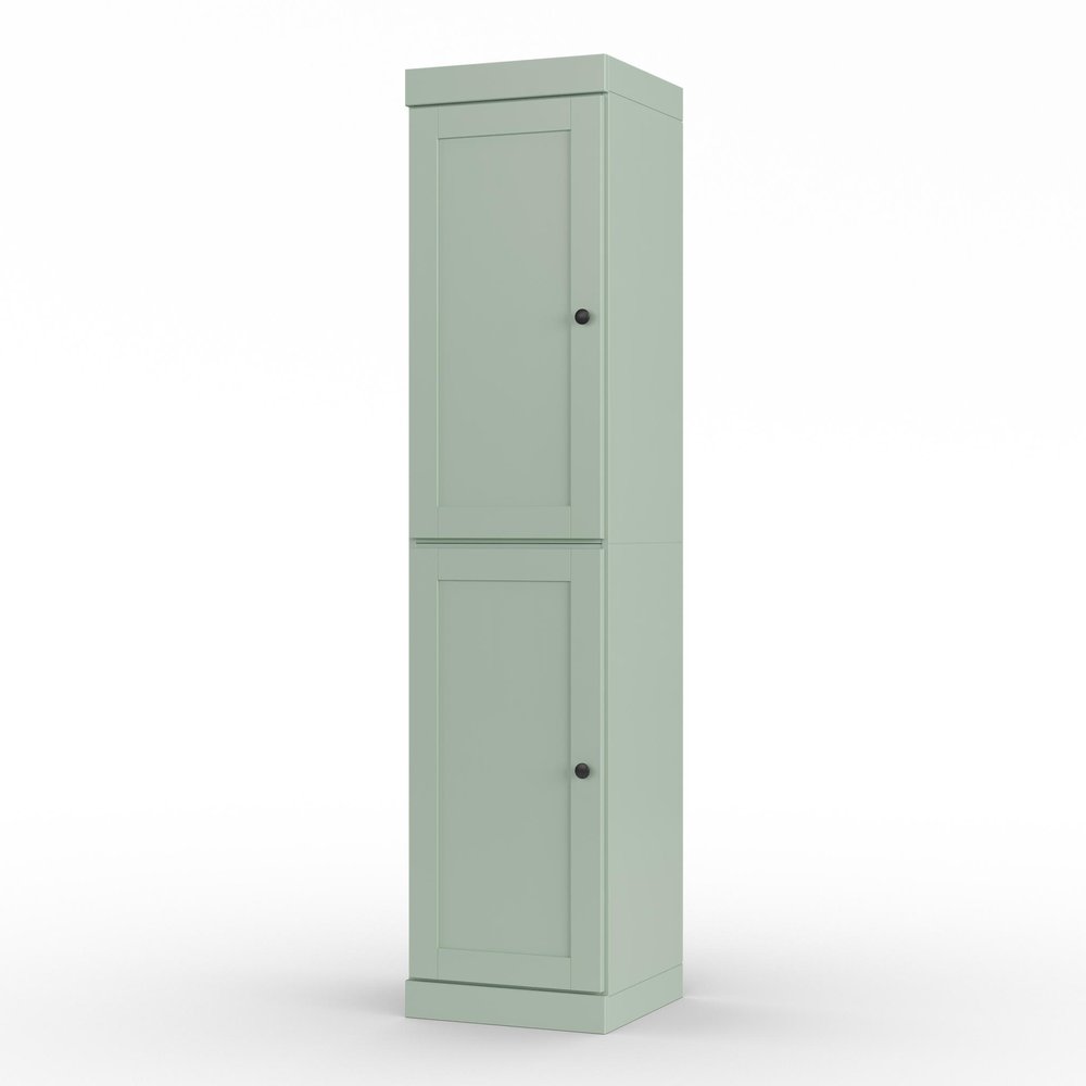 17" Sage Solid Wood Free Standing Double Door Linen Cabinet
