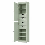 17" Sage Solid Wood Free Standing Double Door Linen Cabinet