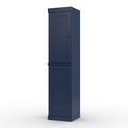17" Navy Blue Solid Wood Free Standing Double Door Linen Cabinet