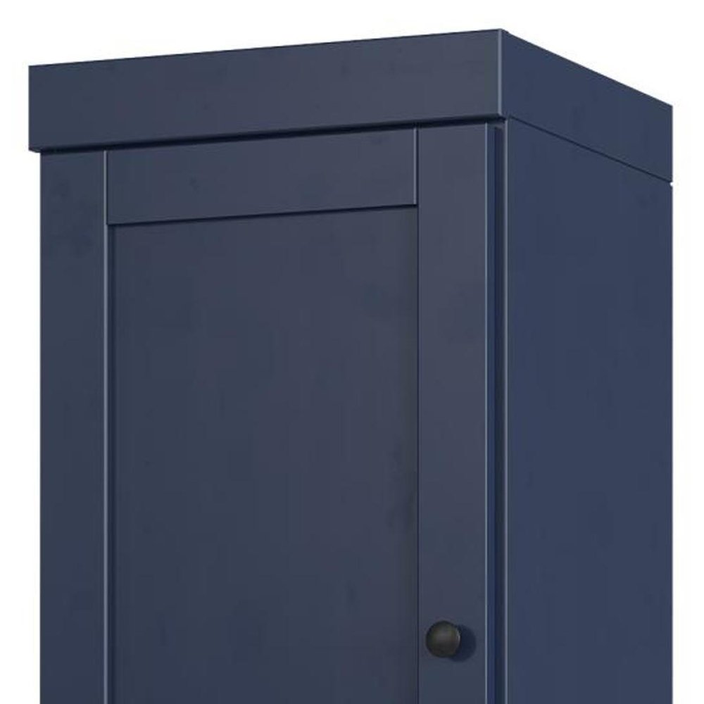 17" Navy Blue Solid Wood Free Standing Double Door Linen Cabinet