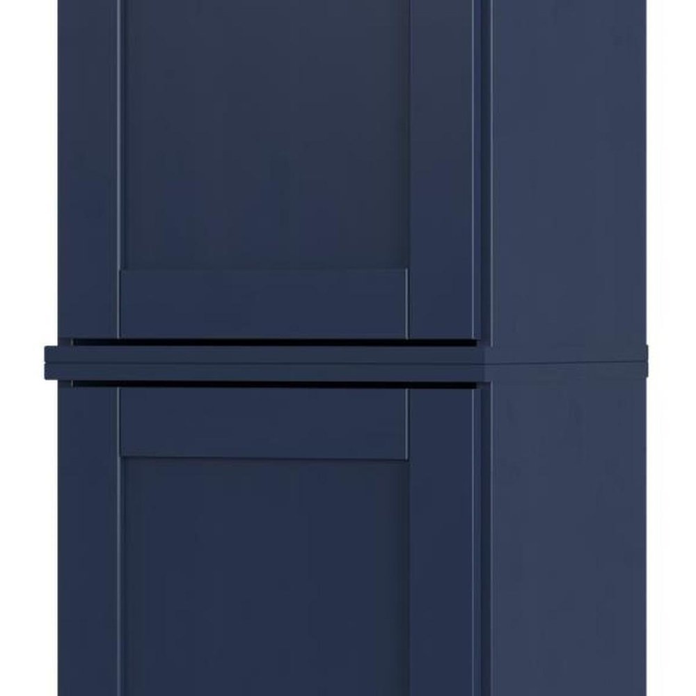 17" Navy Blue Solid Wood Free Standing Double Door Linen Cabinet
