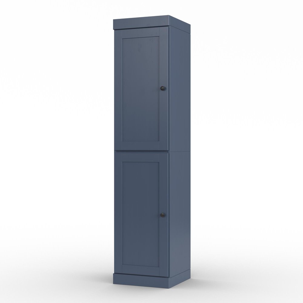 17" French Blue Solid Wood Free Standing Double Door Linen Cabinet